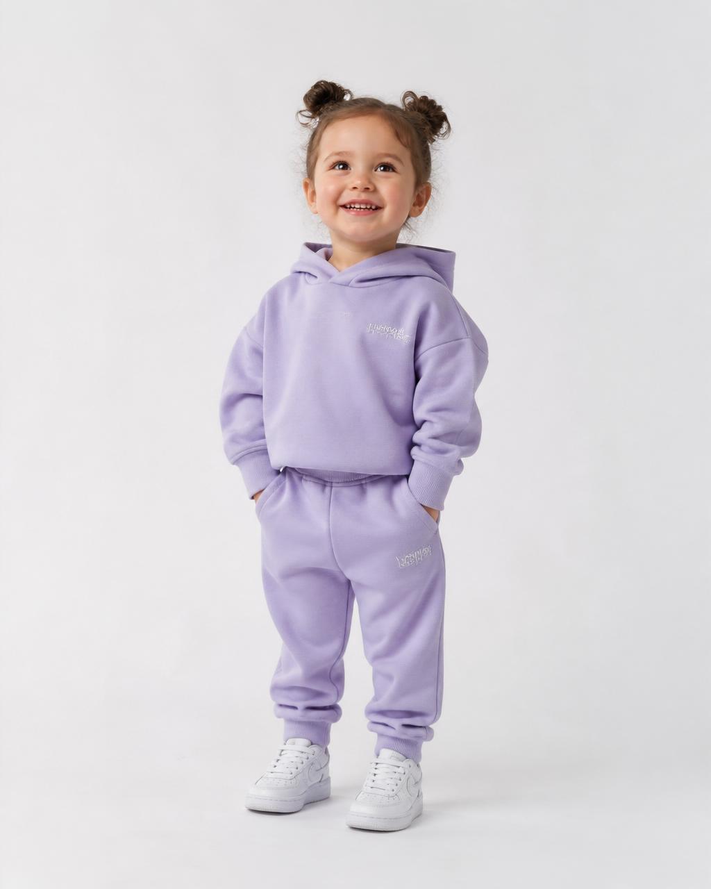 Lilac Cloud Hoodie Set on model