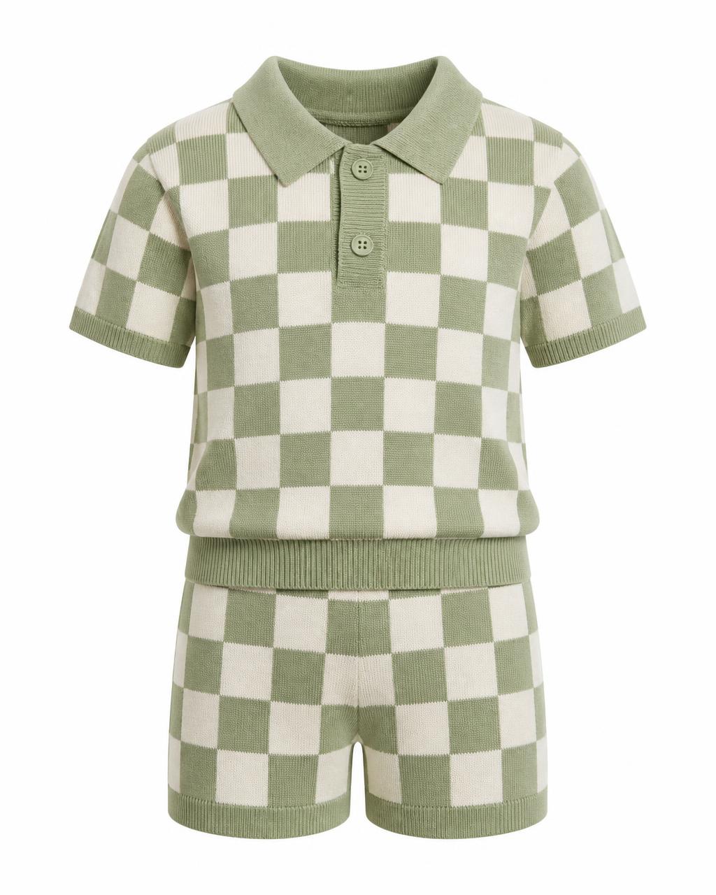 Sage Checker Knit Set